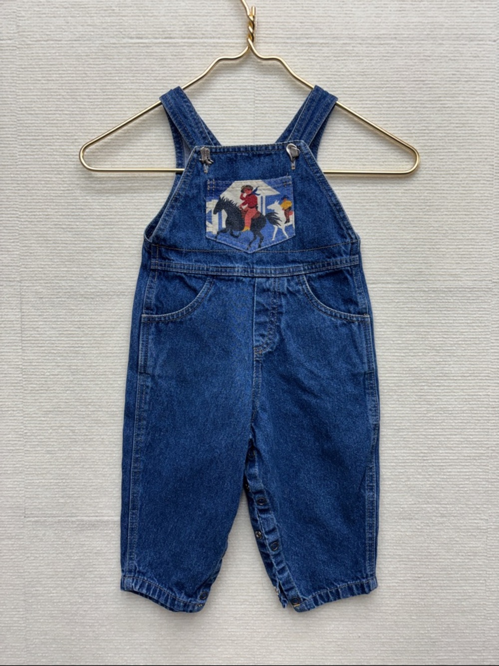 Blooz | 18M vintage Denim Blue Kids Overalls Embroidered Front Pocket western